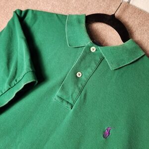 Ralph Lauren Polo Shirt Mens Green Classic Fit Embroidered Pony Short Sleeve